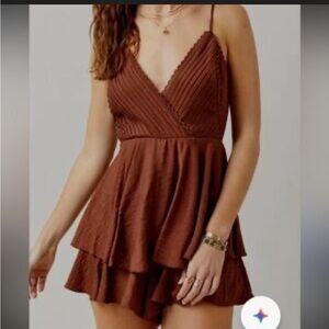 Blue Rain Rust colored romper BrownTiered